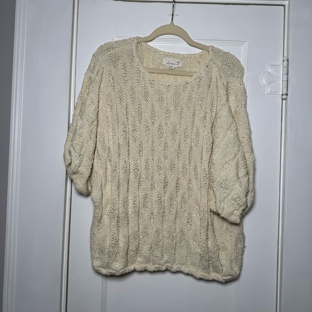 Anthropologie Adella Knit Dolman Sleeve Boxy Pullover Sweater Ivory Small